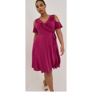 Torrid Mini Studio Knit Cold Shoulder Wrap Dress